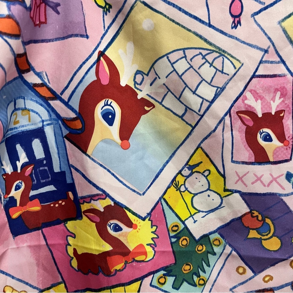LUSH Christmas Deer Travels Holiday Reindeer Graphic Print Knot Wrap Scarf